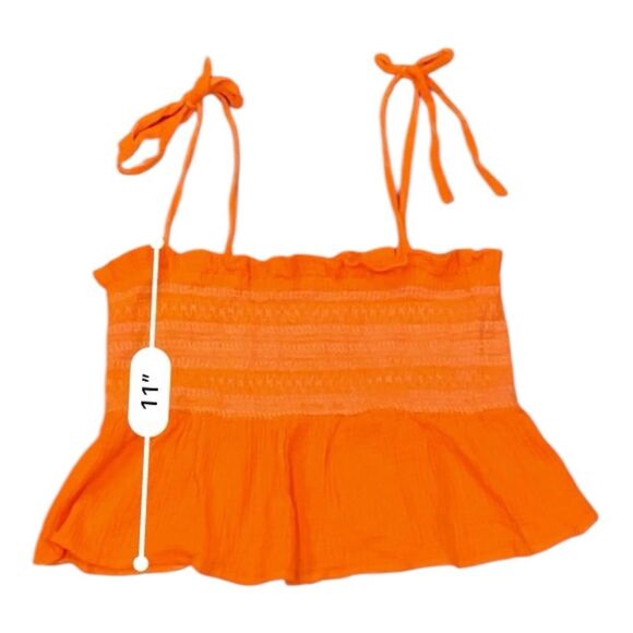 Free People Smock It To Me Embroidered Orange Elastic Tube Tank Top Large - Picture 4 of 9